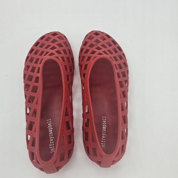 Jeffrey Campbell JELLZ Red Perforated Jelly Flat Women’s US 10 Preowned - Picture 5 of 9